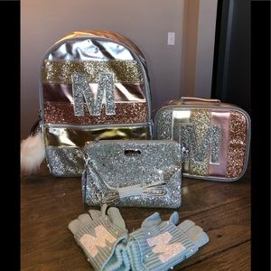 Justice initial M backpack bundle